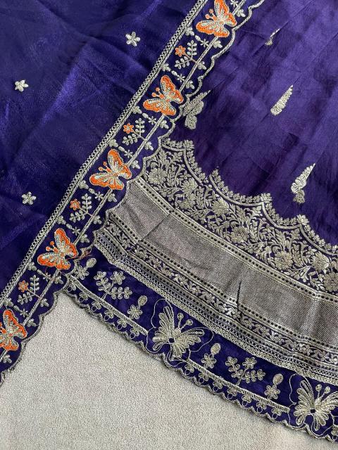 Butterfly Buff Lehengha-Choli Dupatta Vichitra Silk Purple Cheap kids wear supplier in Kolkata - wholesale export